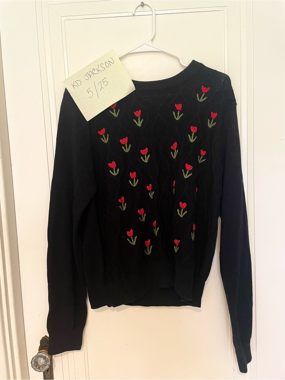 Princess Highway Black Tulip Embroidered Jumper